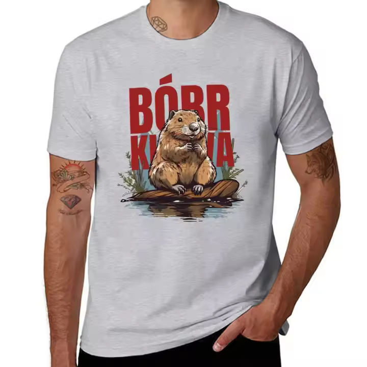 Camiseta De Hombre Oversize Con Estampado De Gráfico De Zorro Nuevo Bóbr Casual Verano Camiseta Transpirable Y De Secado Rápido Para Ejercicio - 1