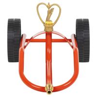 vidaXL Trineo de aspersores con ruedas y cabezal giratorio acero rojo - details 1