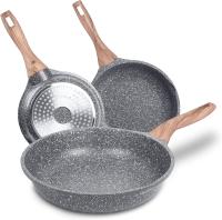 -Juego de 3 Sartenes de 20/24/28 cm, Aluminio Fundido con Vestido Antiadherente para Todo Type de Cocinas, Incluido Inducción, Sin PFOA, Mangos Antiquemadura (Bastei) - details 0