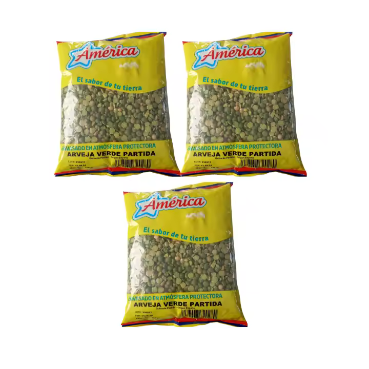 3 PAQUETE  ARVEJA VERDE PARTIDA CON PROTEÍNAS, FIBRA Y VITAMINAS, AMERICA 500G DE ESPANA - 1