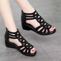 Sandalias de cuña baja para mujer,puntera abierta, zapatos de vestir a la moda para mujer en la noche de baile nupcial - details 5
