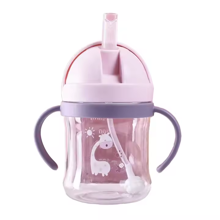 Botella De Agua Para Bebé De 250 Ml Con Pajita Dibujos Animados Divertidos Copo De Nieve Entrenamiento Para Niños Y Niñas Material PP - 1