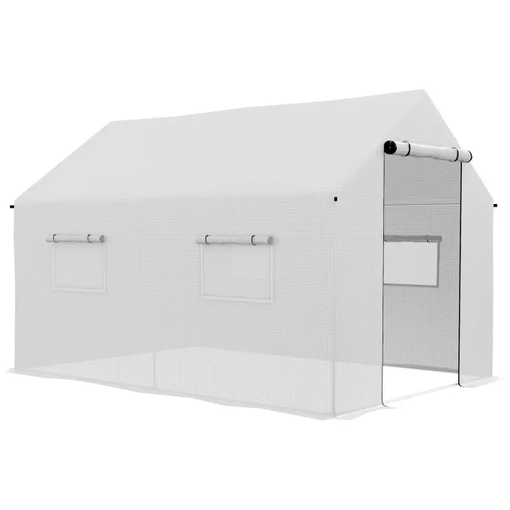 Outsunny Invernadero de Exterior 2x3x2 m Invernadero de Túnel con 4 Ventanas de Malla y Puerta con Cremallera Invernadero de Huerto Anti-UV para Patio Jardín - 1