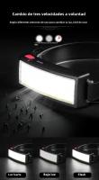 Linterna Frontal COB LED Super Brillante Recargable 180° Lámpara De Corbata Impermeable Para Actividades Al Aire Libre Como Ciclismo Pesca Camping Y Senderismo - details 6