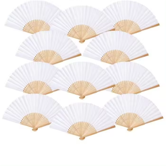 24 Abanicos de Boda plegable de madera y Papel, Gift de Boda, decoración para Fiestas de - 1