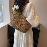 Bolso De Hombro Para Mujer Casual De Rotura Gran Capacidad Tejido De Paja De Verano Bolso De Playa Bolso De Viaje Para Dama - details 3