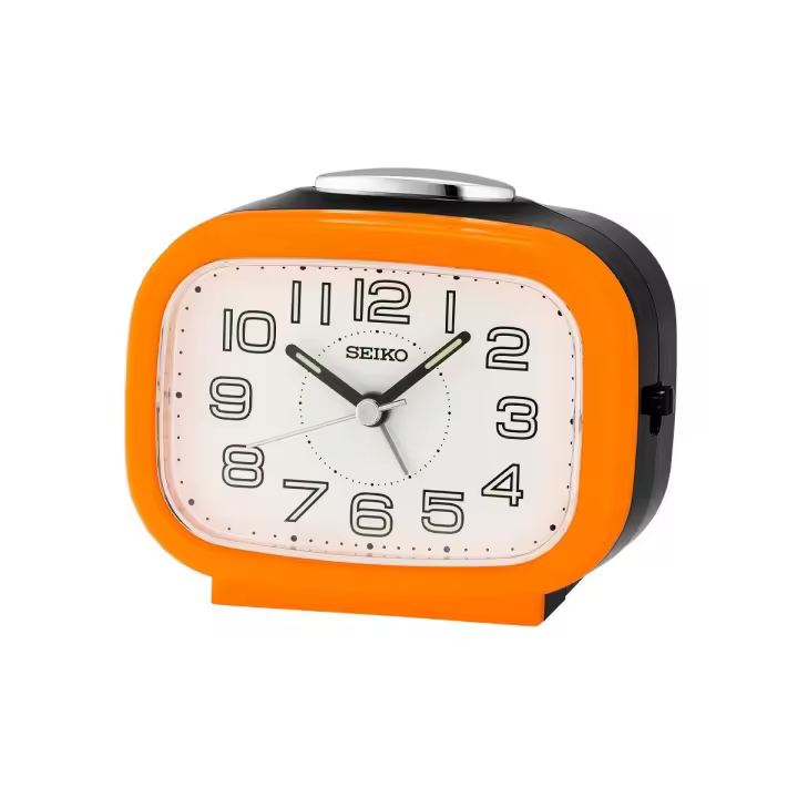 Reloj Despertador Analógico QHK060E plástico naranja rectangular alarma luminosidad - 1
