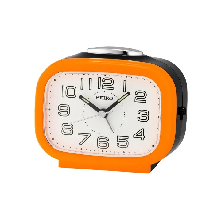 Reloj Despertador Analógico QHK060E plástico naranja rectangular alarma luminosidad - 1