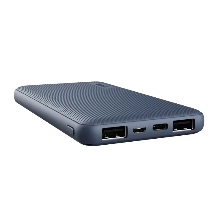 Power Bank ultrafino Trust Primo 10.000 mAh, carga rápida portátil, 2 puertos USB-A y 1 USB-C, diseño ligero y ecológico, compatible con smartphones y tablets, 46 horas adicionales de energía. - 1