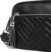 Bolso de Mano de Cuero Genuino para Mujer Color Sólida con Borlas - details 5