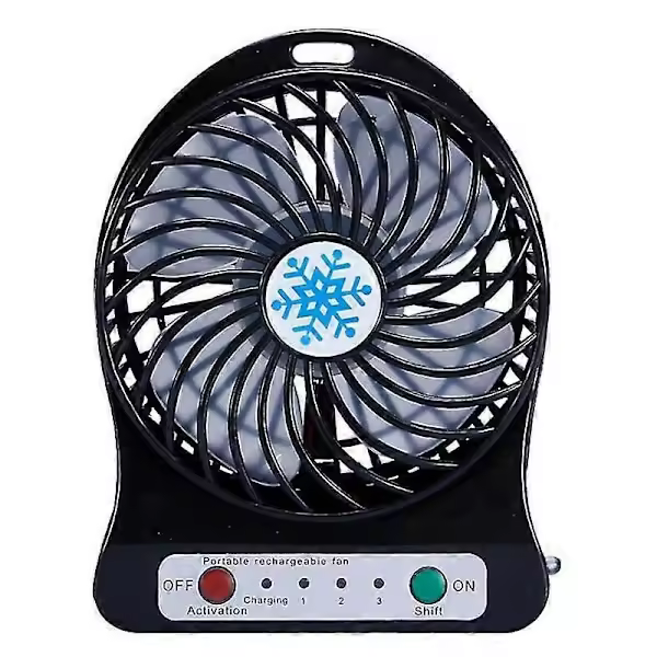 Mini ventilador portátil recargable, refrigerador de Aire, mini ventilador de escritorio, refrigeración USB, ventiladores de mano recargable, Negro (enredo) - 1