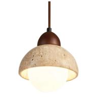 Meimon Lámpara colgante de piedra y madera con bombilla LED incluida. Luz fría, neutra o cálida. Ideal para comedor, cocina o salón. Diseño natural y elegante.  Lámpara de comedor o lámpara de araña - details 2