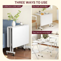 HOMCOM Mesa Plegable de Comedor para 4-6 Personas Mesa de Comedor Plegable con Ruedas y Alas Abatibles Mesa Abatible para Cocina Salón 120x80x73 cm Roble - details 3