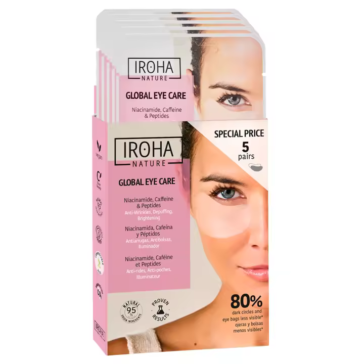 IROHA NATURE Pack Parches Ojos Global Eye Care con Niacinamida, Cafeína y Péptidos - 1