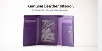 Cartera Compacta de Cuero Genuino con Protección RFID – IULIUS | Diseño Premium, color violeta, ligera y funcional - details 1