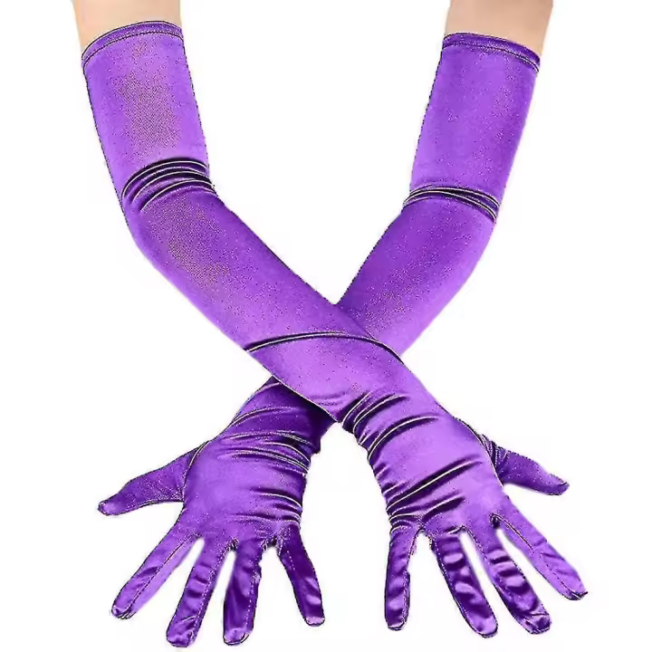 Guantes largos de satén compatibles con guantes de boda para mujer Guantes de rendimiento Guantes de satén - 1