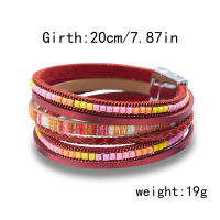 Pulsera Bohemia Vintage De Cuero Genuino Para Mujeres Y Hombres Hecha a Mano Con Cierre Magnético Ancho Joyería De Moda - details 35