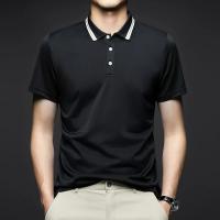 Camisa Polo Hombre Estilo Casual Transpirable Con Mangas Cortas Y Rayas Cuello Redondo Top Cómodo Para Verano - details 11