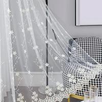 1PC Cortinas De Ventana Para Dormitorio Y Sala De Estar Con Bordado De Pequeñas Flores En Tela De Gauze Cortina Terminada De Poliéster 100% - details 3