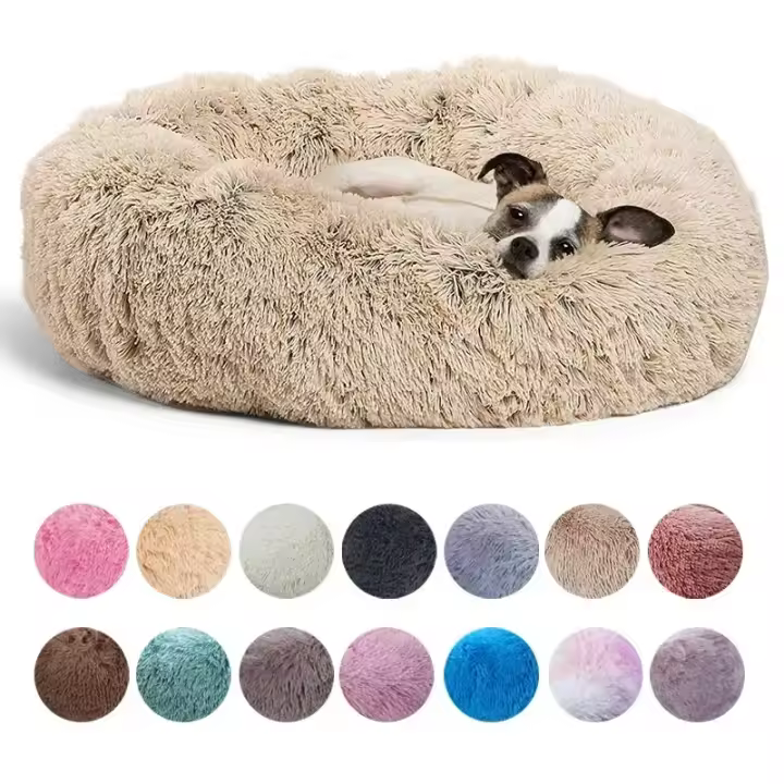 Cama Redonda Para Perros Y Gatos De Tamaño Grande 60cm Alfombra De Peluche Larga Para Invierno Cama De Mascota Suave Y Cálida Para Mediano Y Grande - 1