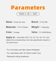 NEVI CYCLAMI Neumático De Bicicleta Ultraligero TPU Para Carretera 700c Valvula Francesa 45mm 65mm 85mm Ciclismo Inner Tube - details 2