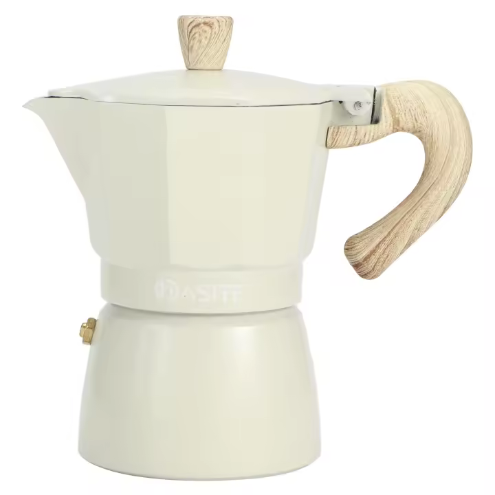 Cafetera octogonal de aluminio, cafetera moka para el hogar, cafetería, color amarillo pálido, 150 ml - 1