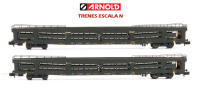 ARNOLD - SET 2 VAGONES PLATAFORMA AUTOEXPRESO DDMA DECORACION ORIGINAL CON REJILLAS - ESCALA N (1/160) - ARNOLD HN4413 - details 0