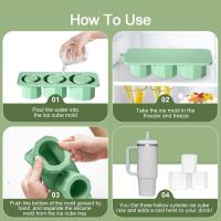 Bandeja de cubitos de hielo de silicona grande para taza, bandeja de cubitos de hielo reutilizable y molde para vaso, bandejas de cubitos de hielo de silicona con tapa (verde L) - details 2