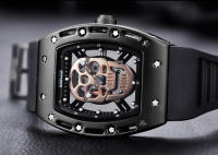Reloj De Cuarzo Para Hombre Con Correa De Silicona Negra Luminosa Y Dial Rectangular De Armadura Calavera Estrellada BGL1612G-2 - details 14