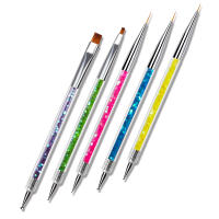 Set De 5 Pinceles De Uñas Doble Finalización Con Punto Y Perforación Herramientas De Diseño De Manicura Y Decoración De Strass - details 5