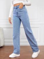 Vaqueros de Pierna Ancha y High Belt, recto para Mujer Vaqueros de Pierna, Vaqueros microelásticoSueltos de pierna Ancha y High Belt - details 3