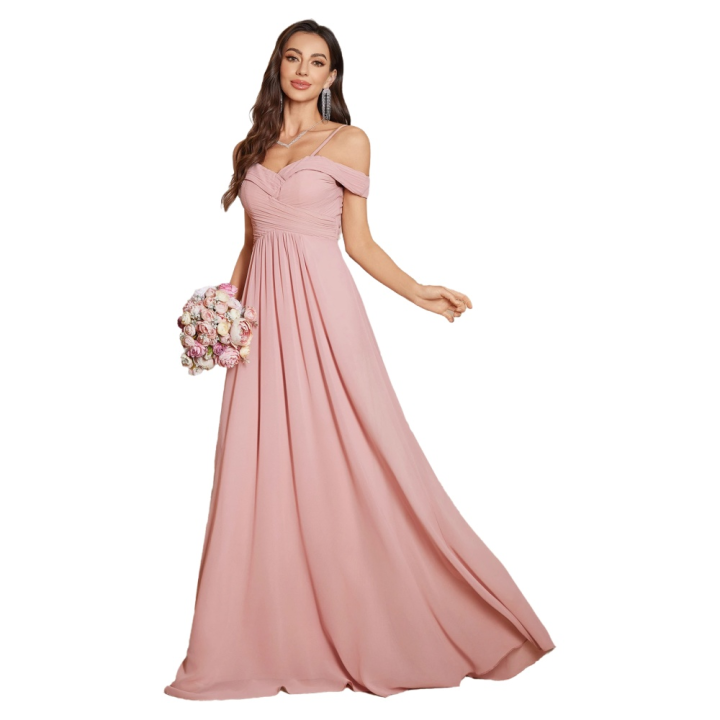 Vestido Midi Elegante De Color Puro Sin Espalda UNITHORSE Con Cintura Ajustada Y Volante Para Damas De Honor Material De Poliéster