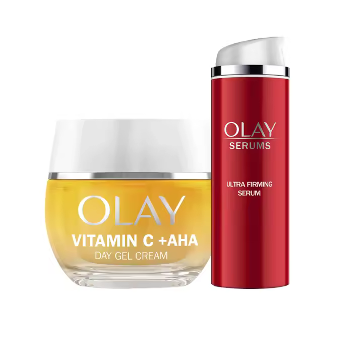 Olay Vitamin C + AHA 24 Crema Hidratante, Para Un Tono De Piel Visiblemente Más Luminoso Y Uniforme, Olay Regenerist Sérum De Día Ultrarreafirmante, Fórmula Con Vitamina B3 Y Niacinamida, Hidrata Durante 24H, 50+50ml50 ml - 1