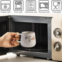 Taza De Café Cerámica Japonesa Retro De 350ml Con Tapa Y Cuchara Taza De Leche Para Desayuno Resistentes Al Calor Para El Hogar Vaso De Té Regalo - details 1