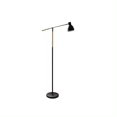 Lámpara de Pie Negra y Haya Orientable y Articulable 137x25,5x55 Cm - FABRILAMP - 1