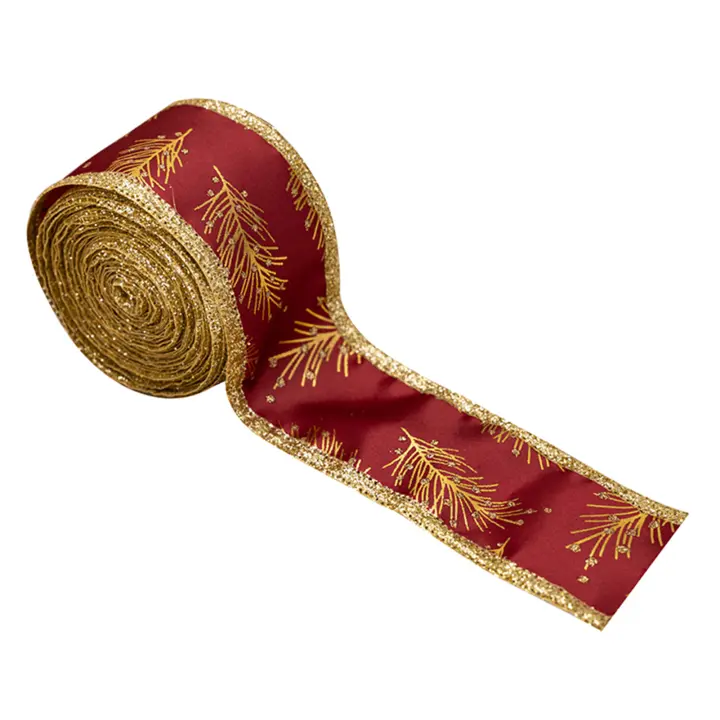 Cinta De Encaje Dorado Para Decoración De Hogar Cinta Vintage Delineada Con Dorado Para Manualidades DIY Decoraciones De Navidad Bodas Suministros De Cintas De Poliéster 2 Pulgadas - 1