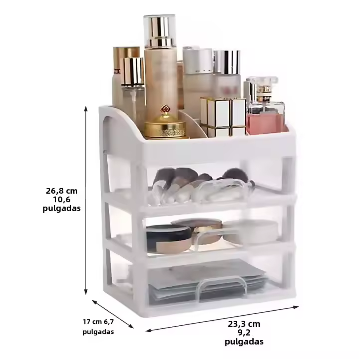 Estuche de plástico para maquillaje, caja contenedora de joyería, organizador de maquillaje, cajones, caja de almacenamiento de cosméticos, soporte para brochas de maquillaje - 1