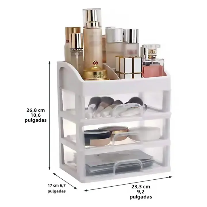 Estuche de plástico para maquillaje, caja contenedora de joyería, organizador de maquillaje, cajones, caja de almacenamiento de cosméticos, soporte para brochas de maquillaje - 1