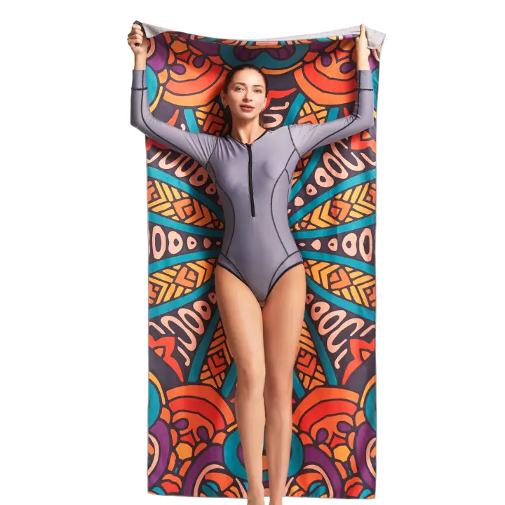 Toalla De Playa HiTurbo De Microfibra Secado Rápido Ultraligera Y Super Absorbente Con Estampado Bohemio Para Natación Y Fitness - 1