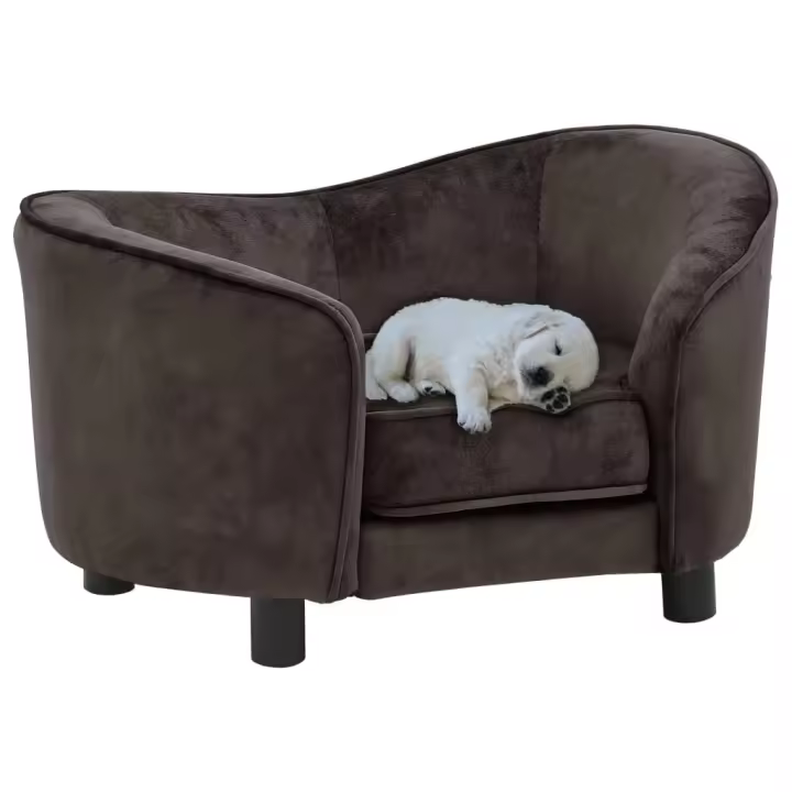 vidaXL Sofá para perro felpa marrón 69x49x40 cm - 1