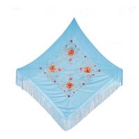 Mantón de Manilla de Flamenco para Mujer, Mantón Cuadrado Bordado en Flores para Baile Flamenco Español, 110x110cm - details 4