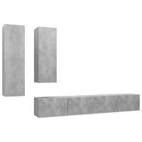 vidaXL Set muebles de salón TV 4 pzas madera ingeniería gris hormigón - details 1