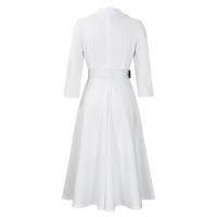 Vestido Elegante Para Oficina Para Mujer Cuello Redondo V Cintura Ajustada Pleated Midi Formal Business Work Dress OL - details 58