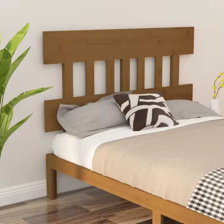 vidaXL Cabecero de cama madera maciza pino marrón miel 123,5x3x81 cm - 1