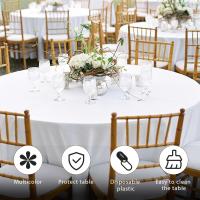 Mantel De Seda Redonda Blanco Superficie Brillante Y Suave Para Bodas Fiestas Restaurante Banquete Decoraciones Tamaño Estándar - details 6