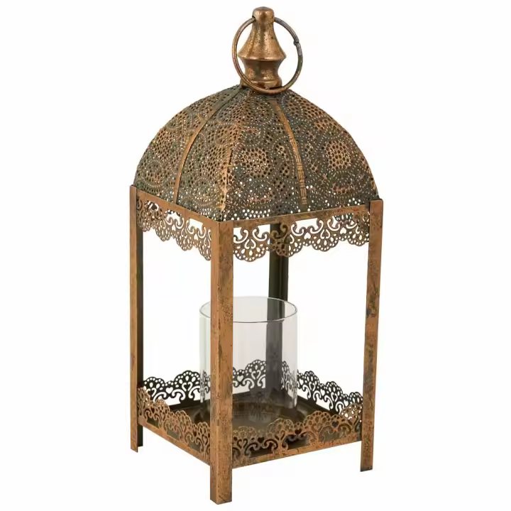 WANDERLUST DECO Portavelas de Metal Dorado 14x14x36h Cm - Encantadora y Cálida Decoración - 1