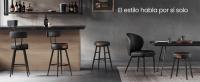 VASAGLE EKHO Colección - Juego de 2 Taburetes de Bar, Taburete Cocina, Taburete Desayuno, Cuero Sintético con Costuras, Moderno Siglo Medio, 63 cm Alto, Silla Comedor, Fácil Montaje, Negro Tinta/Verde Bosque/Marrón Caramelo - details 0