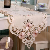 Mantel Rectangular Bordado Con Flores Huecas Pastoral Tapete De Mesa De Tela De Poliéster Y Algodón Impermeable Y Resistente Al Aceite Para Hogar Y Bodas - details 3