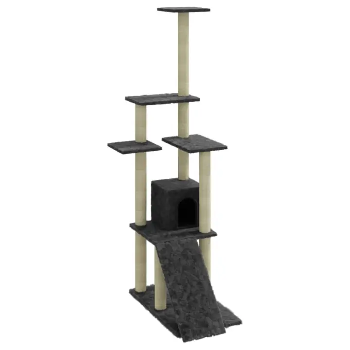 Rascador para Gatos with postes de ISAL gris Obscura 155 cm - 1