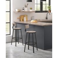 Juego de 2 taburetes altos de cocina con respaldo, estilo industrial, estructura de acero, asiento de 73 cm, fácil montaje, varios colores disponibles - details 4